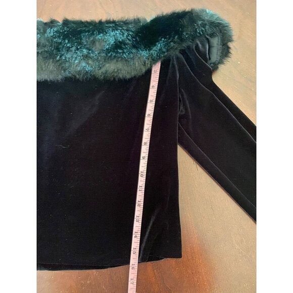 Vintage Patra Off The Shoulder Faux Fur Trim Stretch Velvet Top Size 10 - Picture 10 of 13